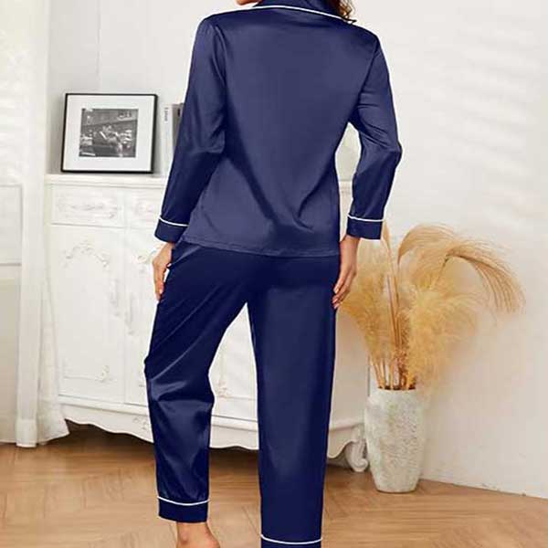 Navy Blue Full Sleave Silk Shirt and Trouser