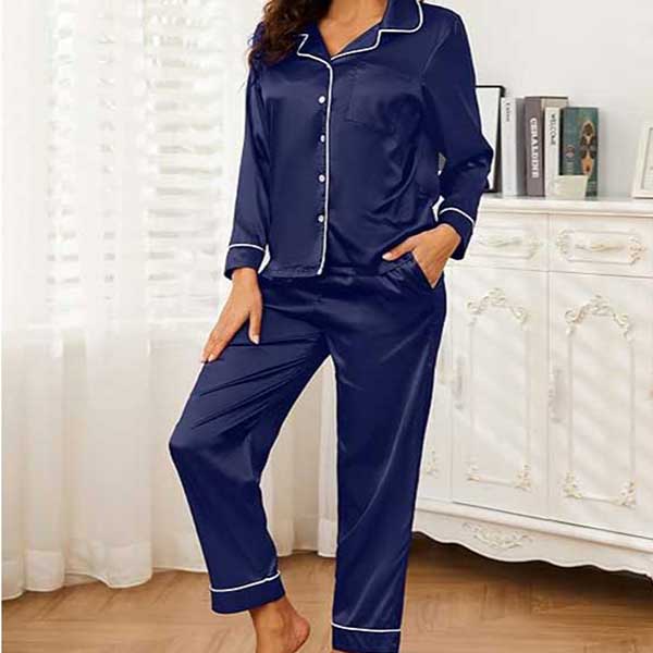 Navy Blue Full Sleave Silk Shirt and Trouser