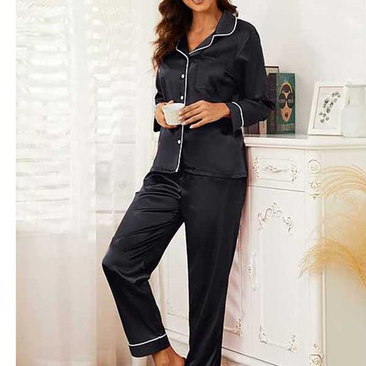 Black Full Sleave Silk Shirt and Trouser