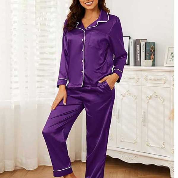 Purple Full Sleave Silk Shirt and Trouser