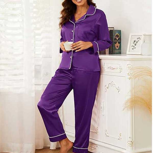 Purple Full Sleave Silk Shirt and Trouser