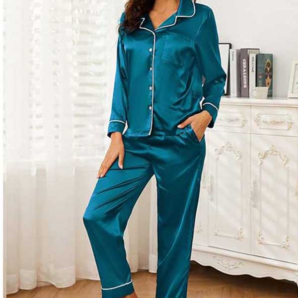Green Blue Full Sleave Silk Shirt and Trouser
