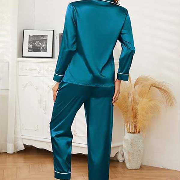 Green Blue Full Sleave Silk Shirt and Trouser