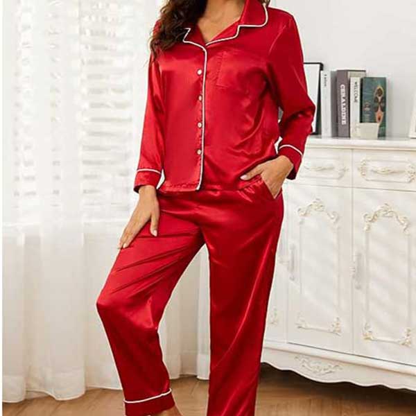 Red Full Sleave Silk Shirt and Trouser